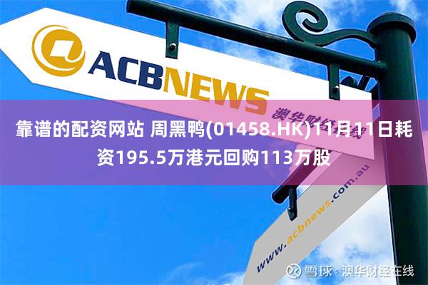 靠谱的配资网站 周黑鸭(01458.HK)11月11日耗资195.5万港元回购113万股