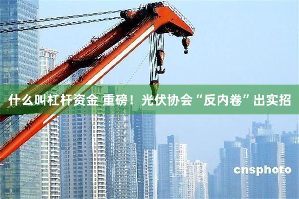 什么叫杠杆资金 重磅！光伏协会“反内卷”出实招